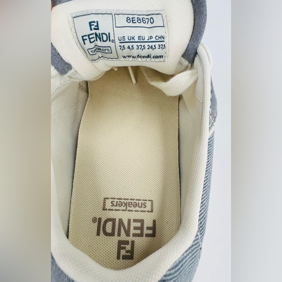 FENDI Match FF Women's Denim Suede Logo Fashion Ace Sneakers Size EU 37.5 - Picture 8 of 11